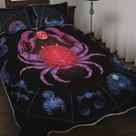 Cancer And Astrological Signs Print Quilt Bed Set