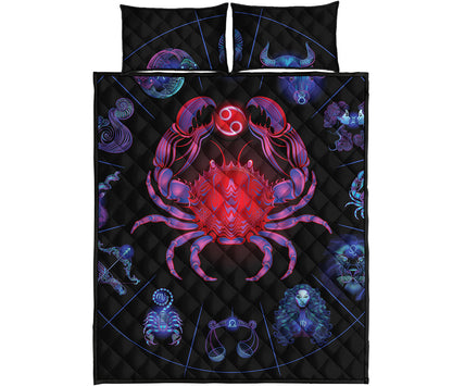 Cancer And Astrological Signs Print Quilt Bed Set
