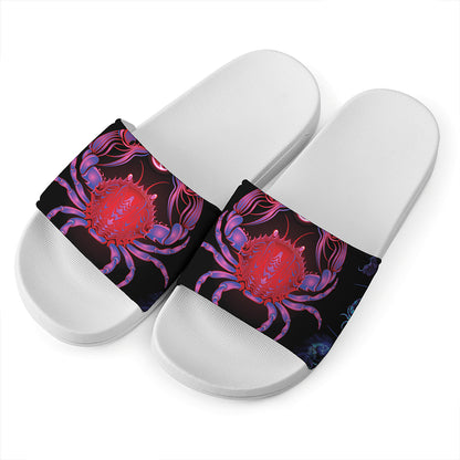 Cancer And Astrological Signs Print White Slide Sandals