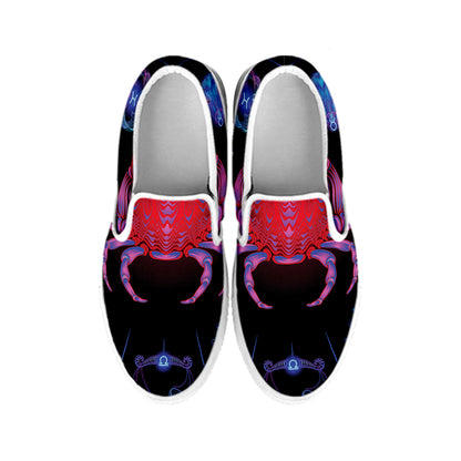 Cancer And Astrological Signs Print White Slip On Shoes