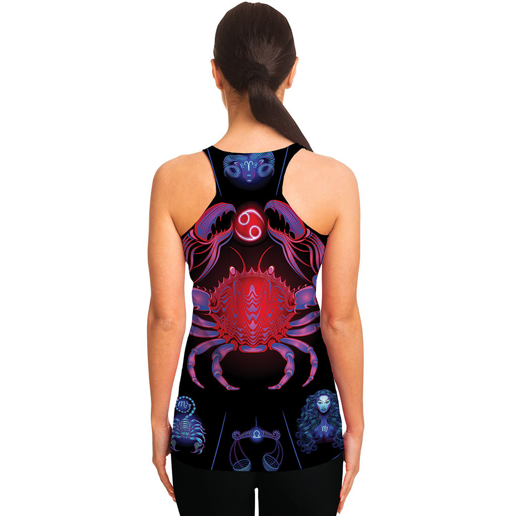 Cancer And Astrological Signs Print Women's Racerback Tank Top
