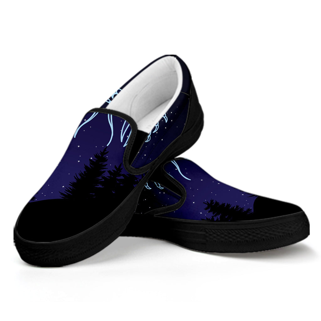 Cancer Constellation Print Black Slip On Shoes