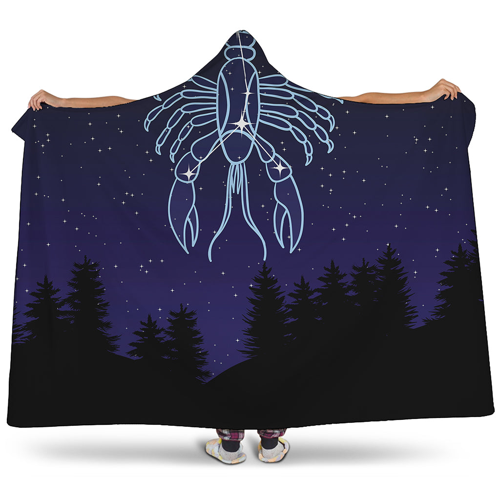 Cancer Constellation Print Hooded Blanket