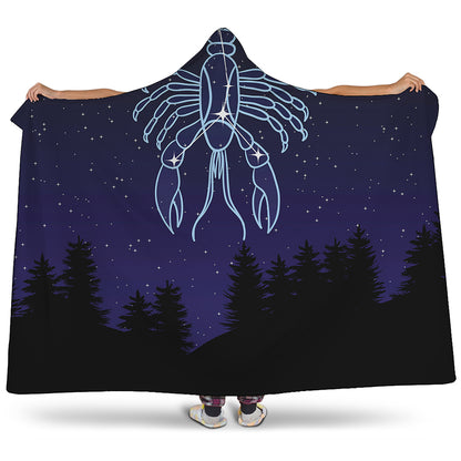 Cancer Constellation Print Hooded Blanket