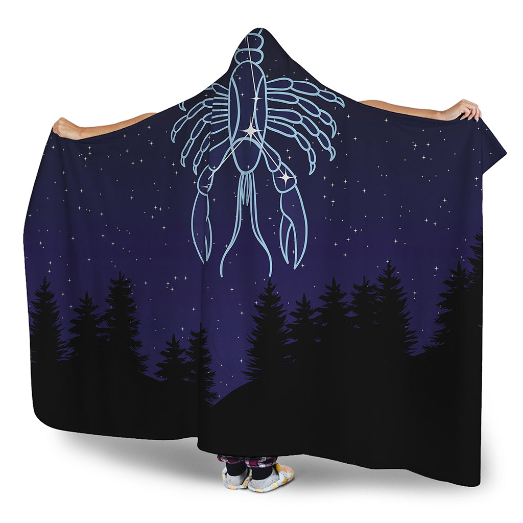 Cancer Constellation Print Hooded Blanket