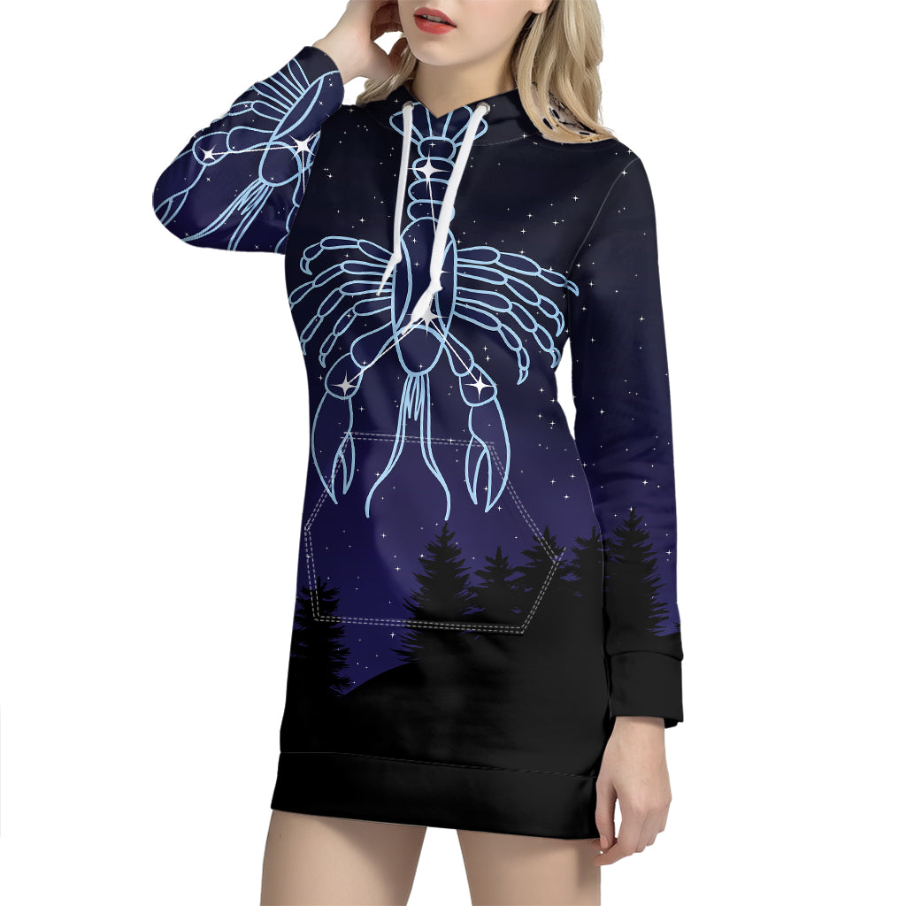 Cancer Constellation Print Pullover Hoodie Dress