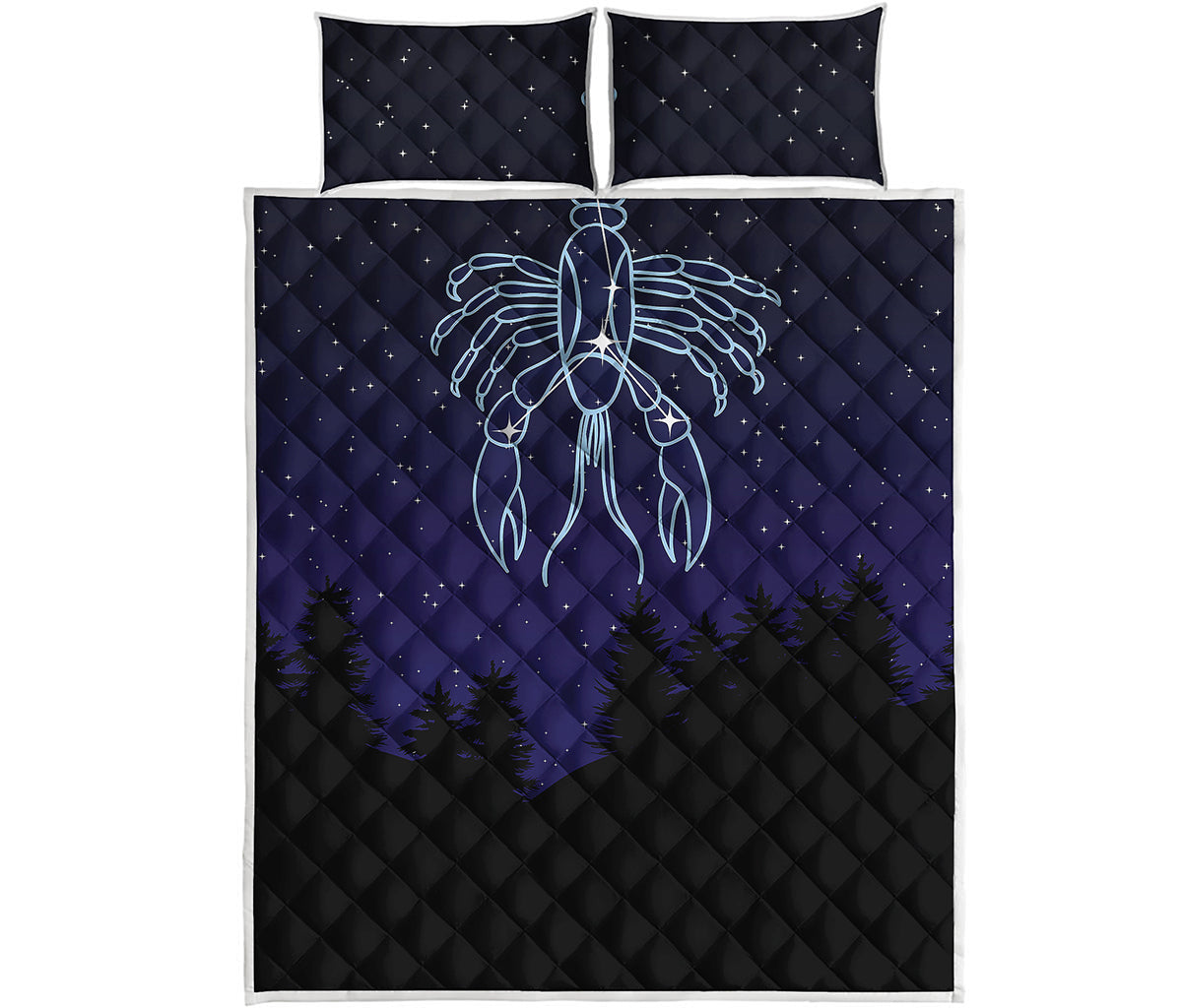 Cancer Constellation Print Quilt Bed Set