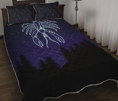 Cancer Constellation Print Quilt Bed Set