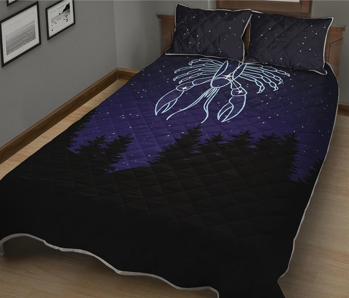 Cancer Constellation Print Quilt Bed Set