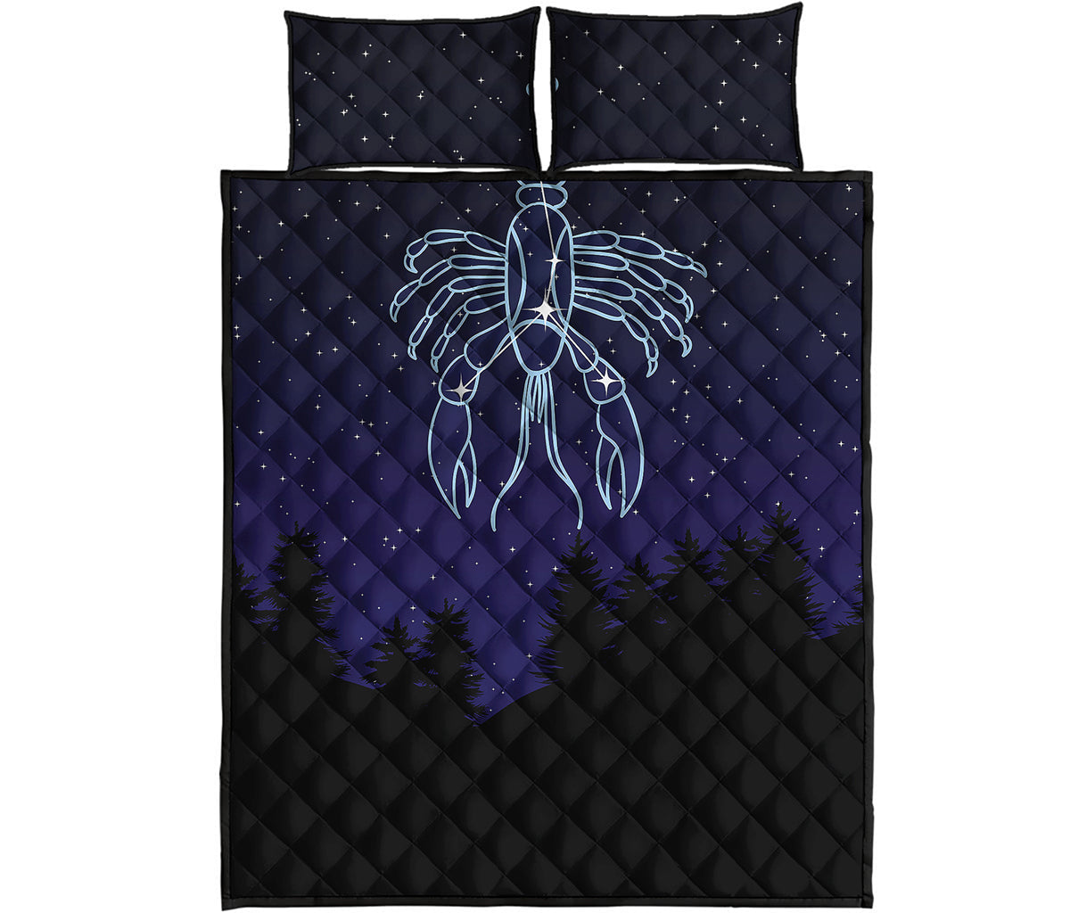 Cancer Constellation Print Quilt Bed Set