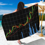 Candlestick Stock Graph Chart Print Beach Sarong Wrap