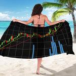 Candlestick Stock Graph Chart Print Beach Sarong Wrap
