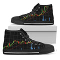Candlestick Stock Graph Chart Print Black High Top Sneakers