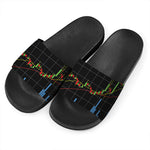 Candlestick Stock Graph Chart Print Black Slide Sandals