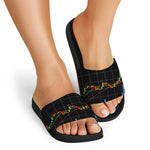 Candlestick Stock Graph Chart Print Black Slide Sandals