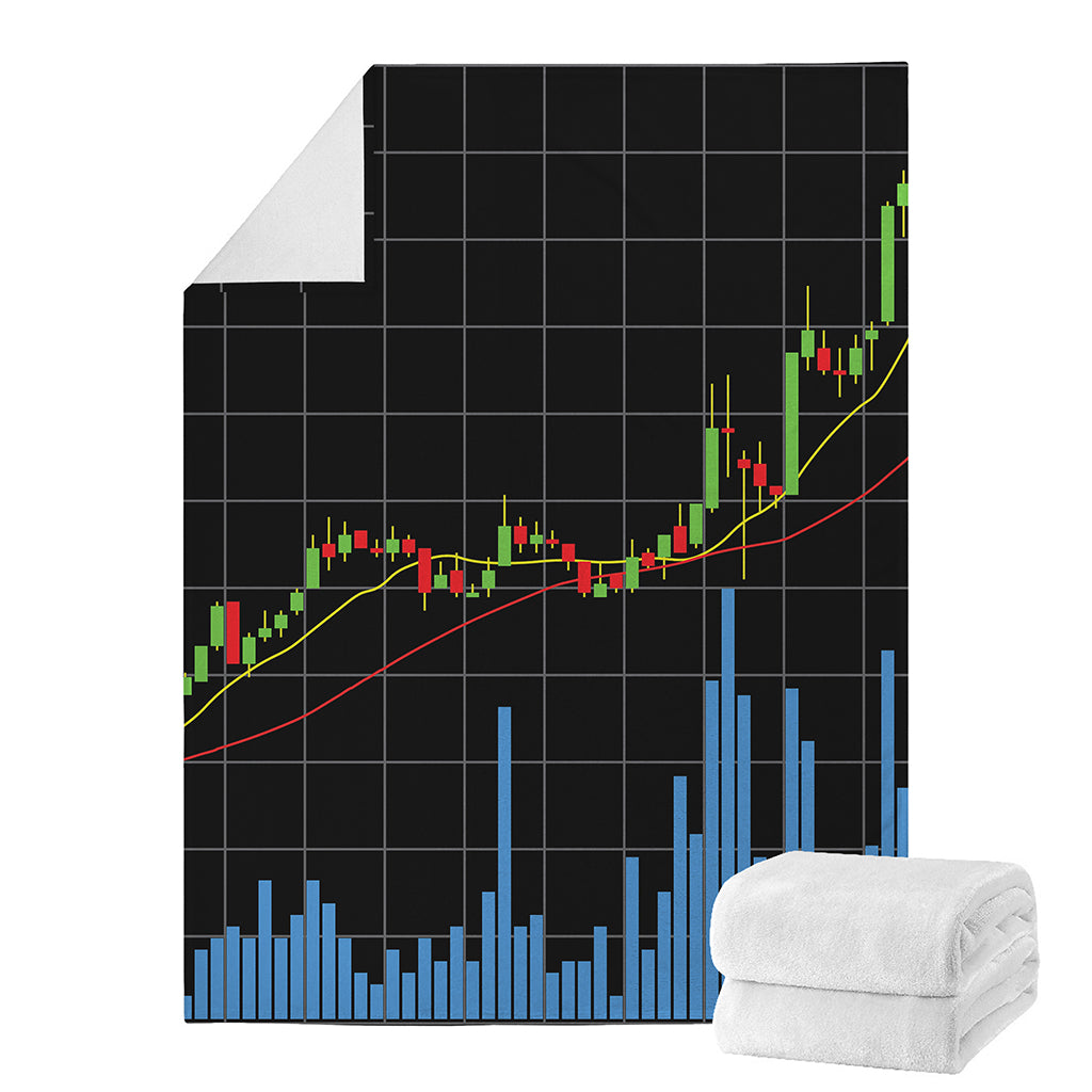 Candlestick Stock Graph Chart Print Blanket