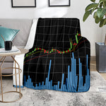 Candlestick Stock Graph Chart Print Blanket