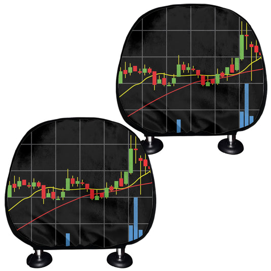 Candlestick Stock Graph Chart Print Car Headrest Covers