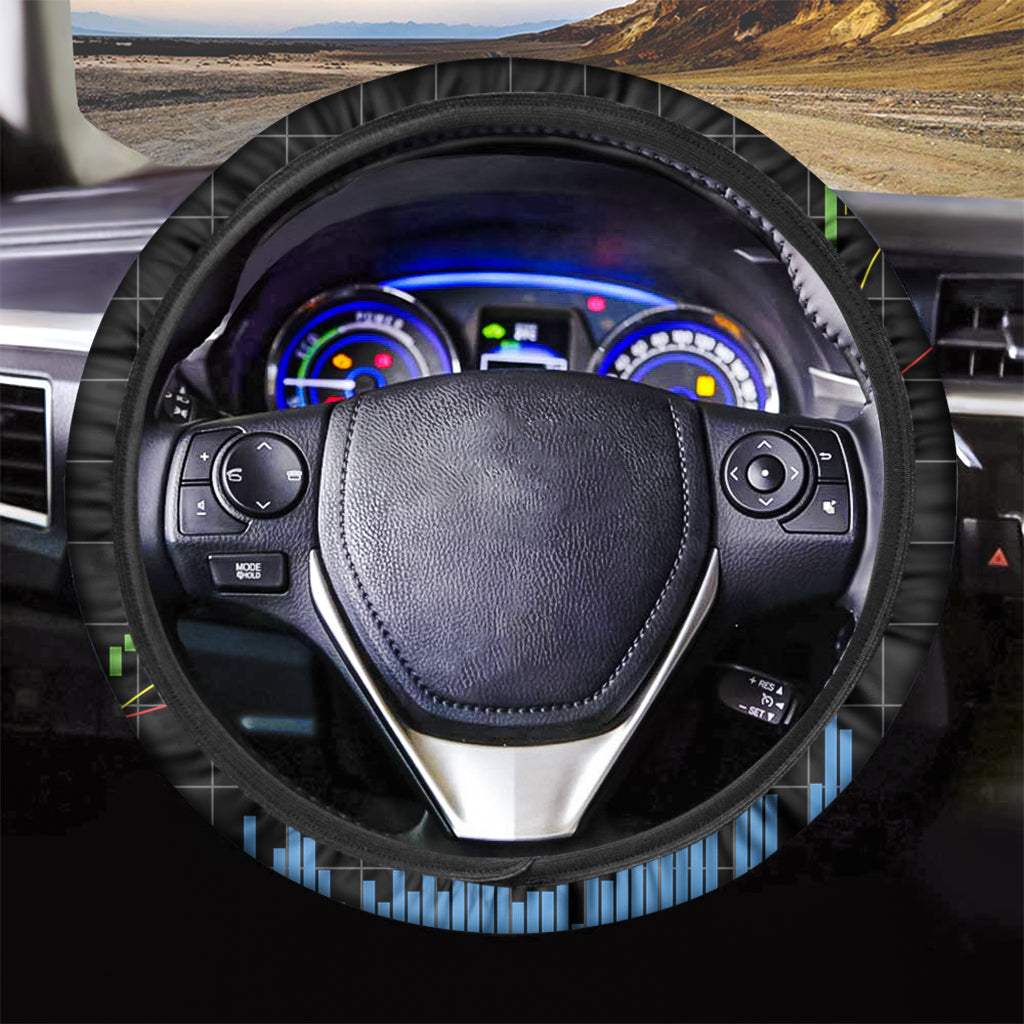 Candlestick Stock Graph Chart Print Car Steering Wheel Cover