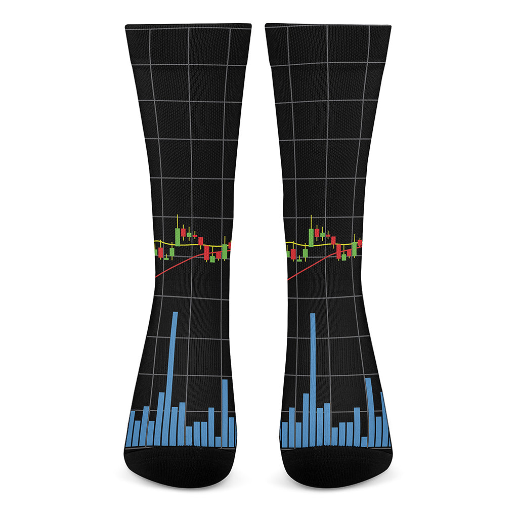 Candlestick Stock Graph Chart Print Crew Socks
