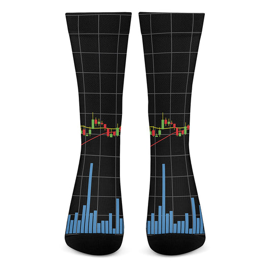 Candlestick Stock Graph Chart Print Crew Socks