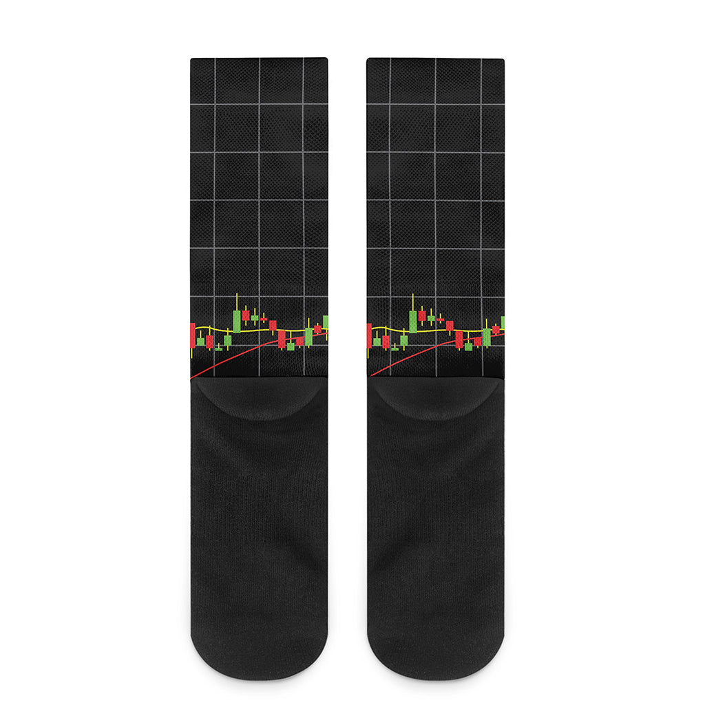 Candlestick Stock Graph Chart Print Crew Socks