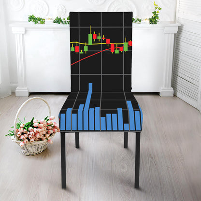 Candlestick Stock Graph Chart Print Dining Chair Slipcover