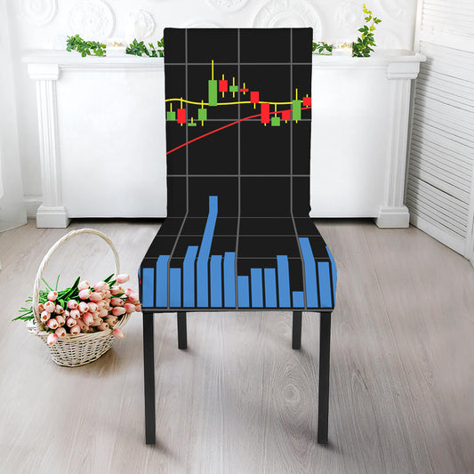 Candlestick Stock Graph Chart Print Dining Chair Slipcover