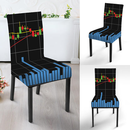 Candlestick Stock Graph Chart Print Dining Chair Slipcover