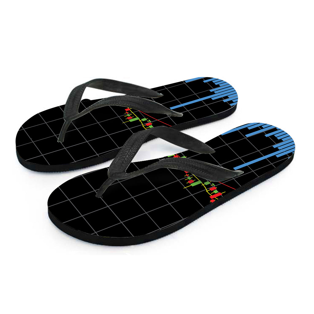 Candlestick Stock Graph Chart Print Flip Flops