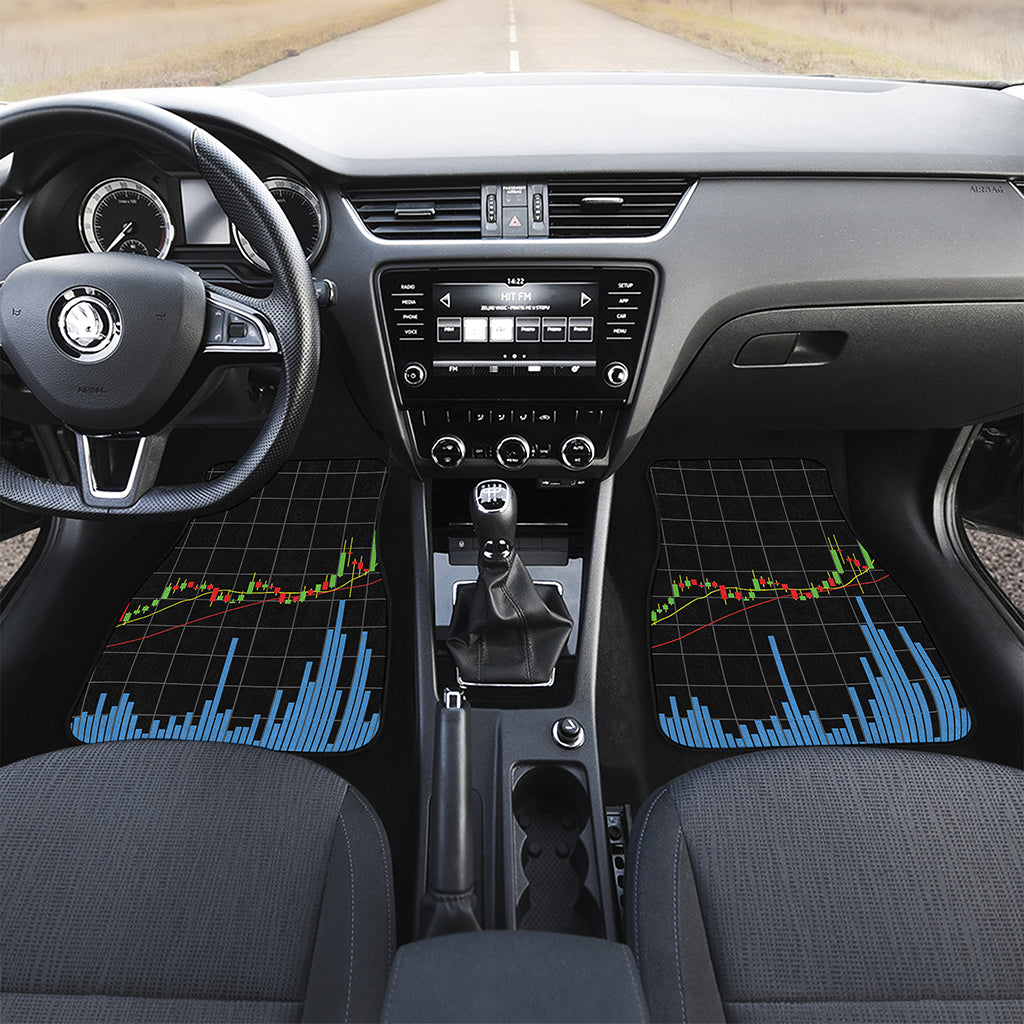 Candlestick Stock Graph Chart Print Front and Back Car Floor Mats
