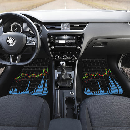 Candlestick Stock Graph Chart Print Front and Back Car Floor Mats