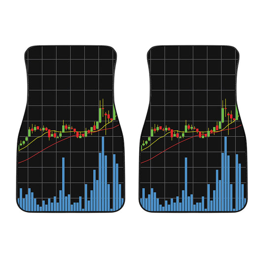 Candlestick Stock Graph Chart Print Front Car Floor Mats