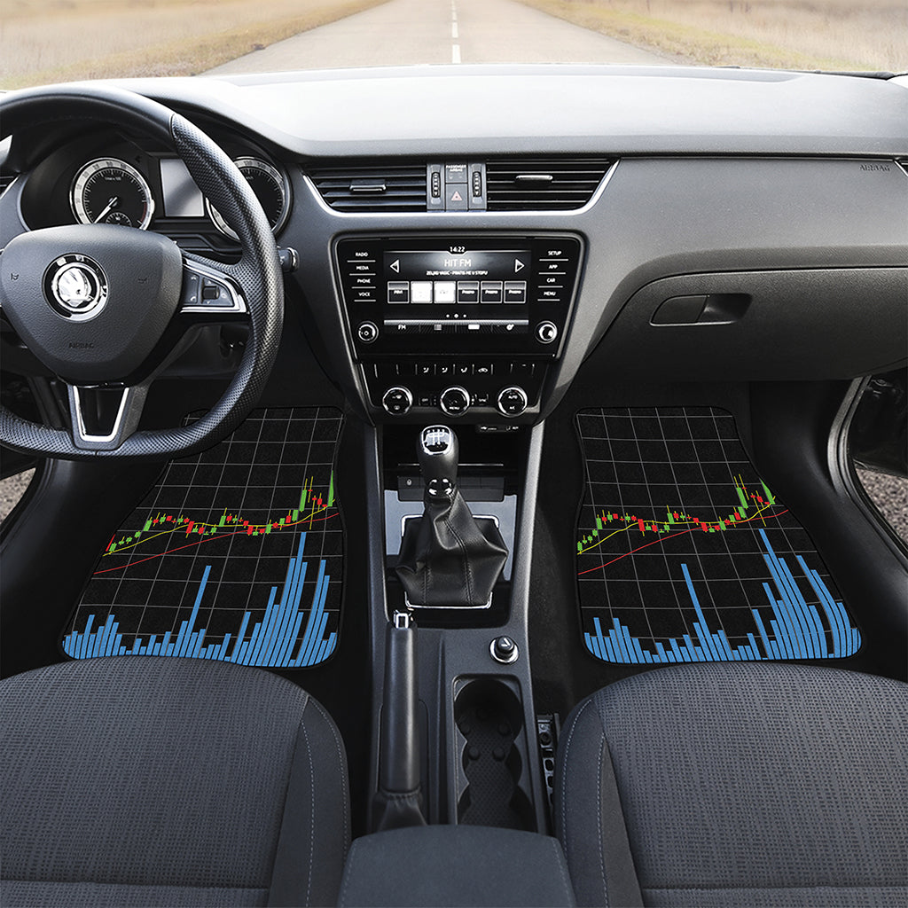 Candlestick Stock Graph Chart Print Front Car Floor Mats