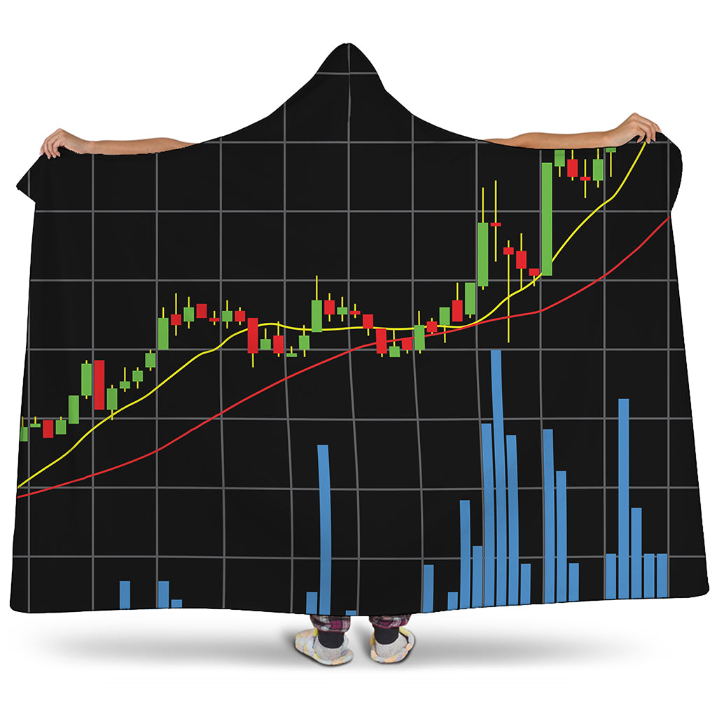 Candlestick Stock Graph Chart Print Hooded Blanket