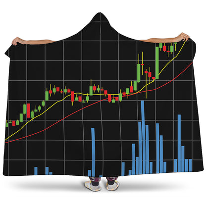 Candlestick Stock Graph Chart Print Hooded Blanket