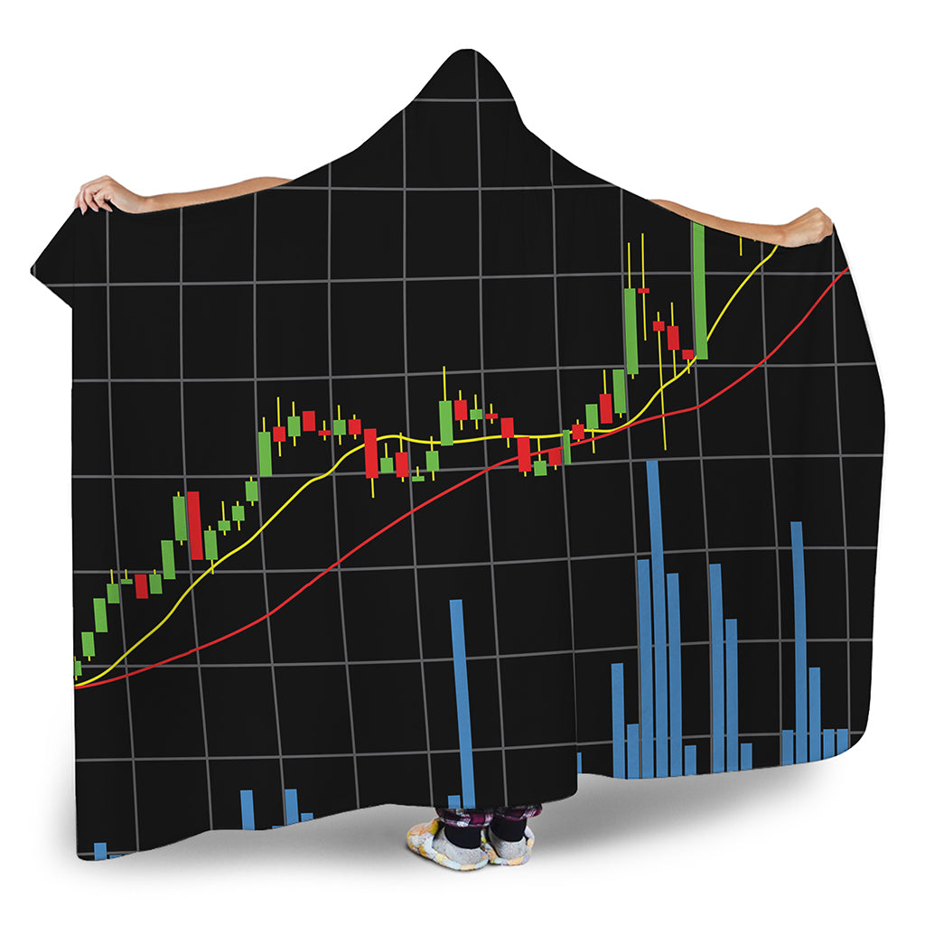 Candlestick Stock Graph Chart Print Hooded Blanket