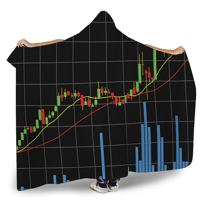 Candlestick Stock Graph Chart Print Hooded Blanket