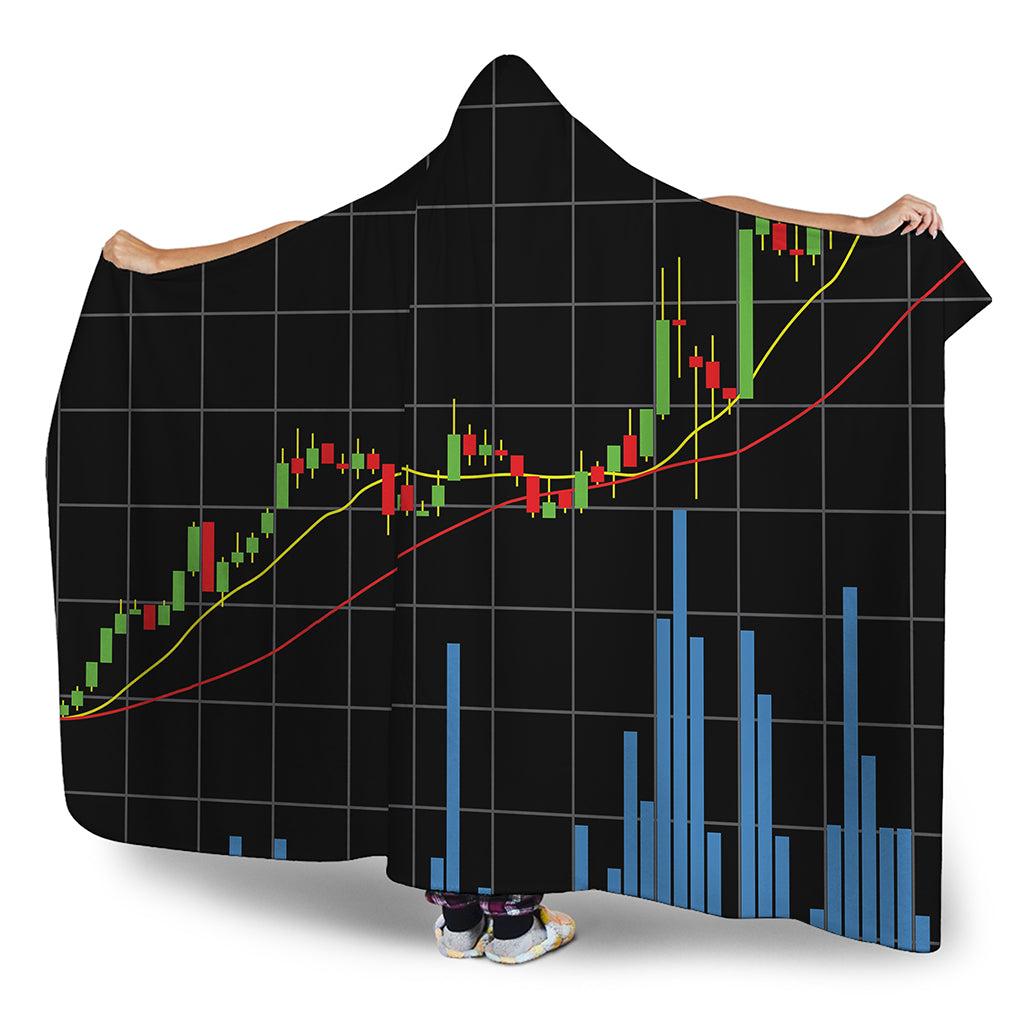 Candlestick Stock Graph Chart Print Hooded Blanket