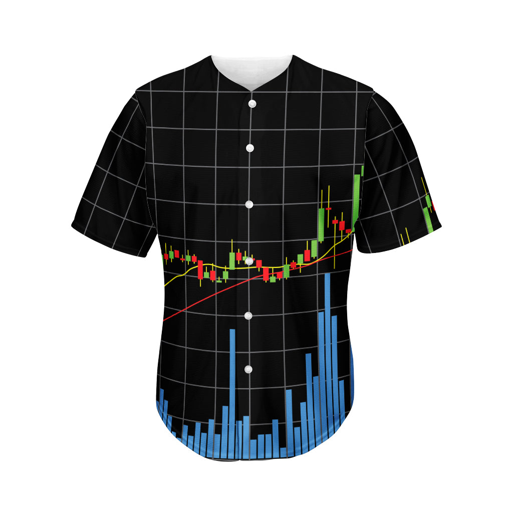 Candlestick Stock Graph Chart Print Men's Baseball Jersey