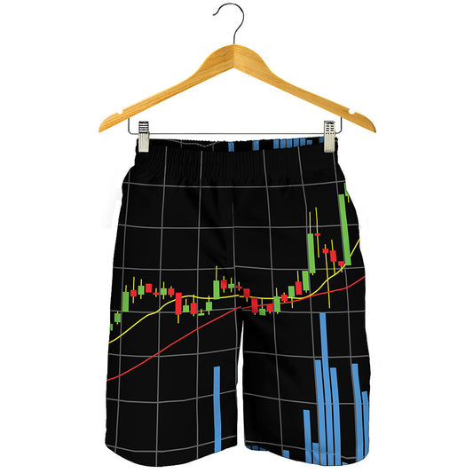 Candlestick Stock Graph Chart Print Men's Shorts