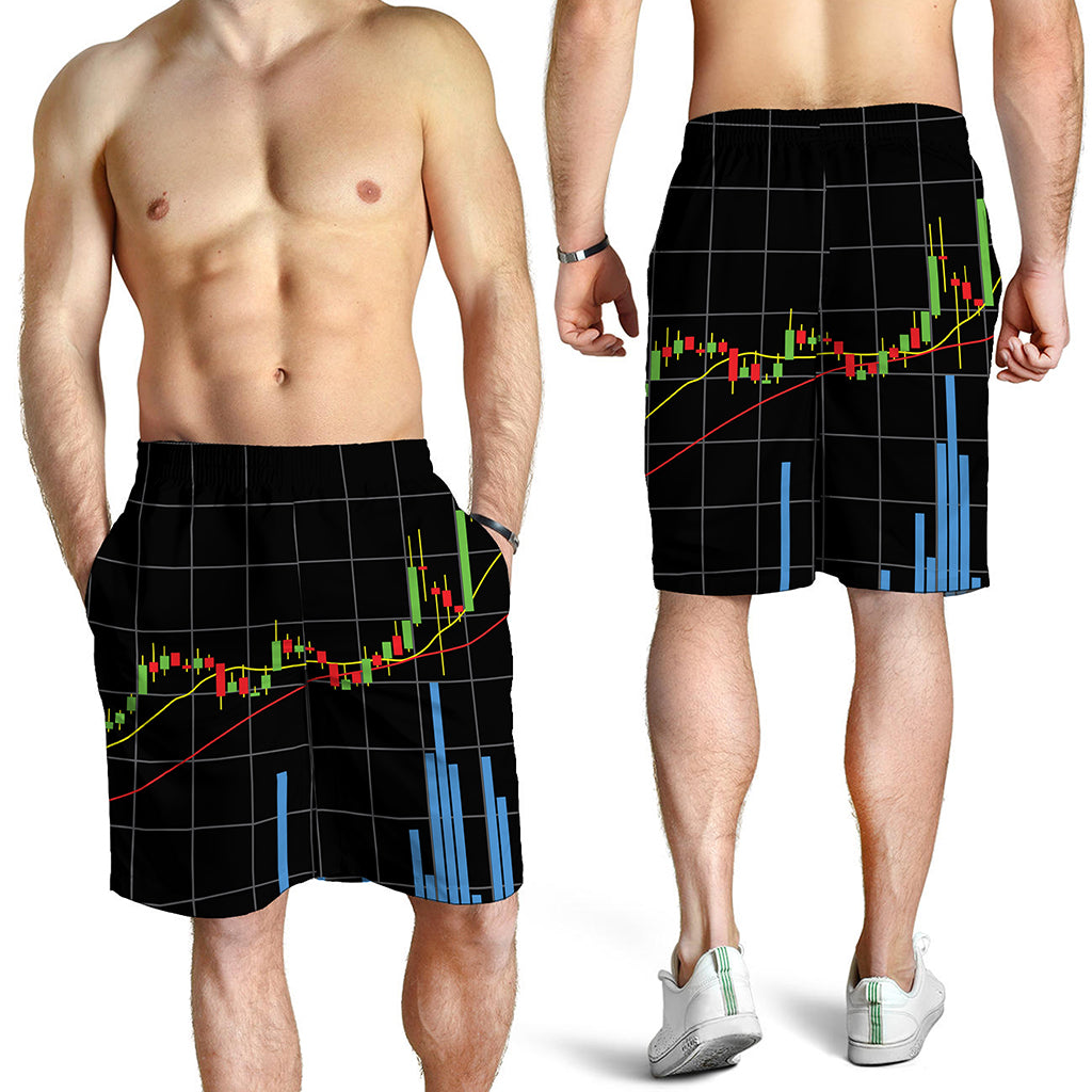 Candlestick Stock Graph Chart Print Men's Shorts