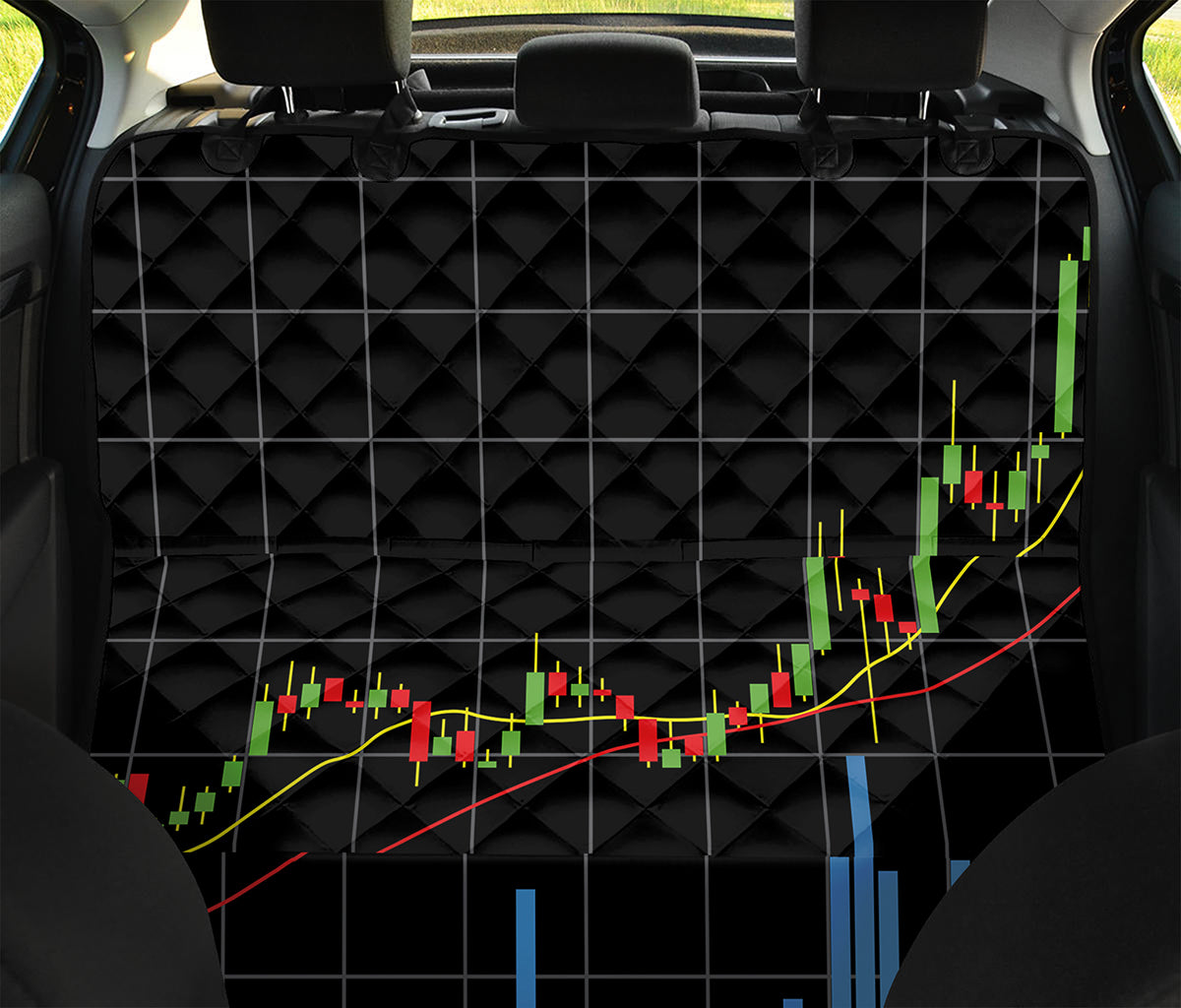 Candlestick Stock Graph Chart Print Pet Car Back Seat Cover