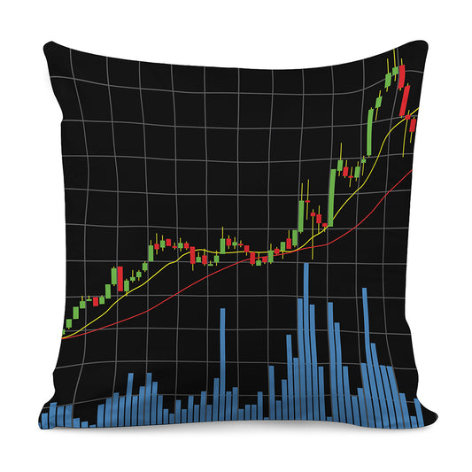 Candlestick Stock Graph Chart Print Pillow Cover