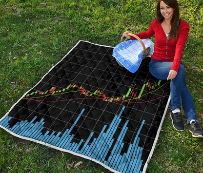 Candlestick Stock Graph Chart Print Quilt