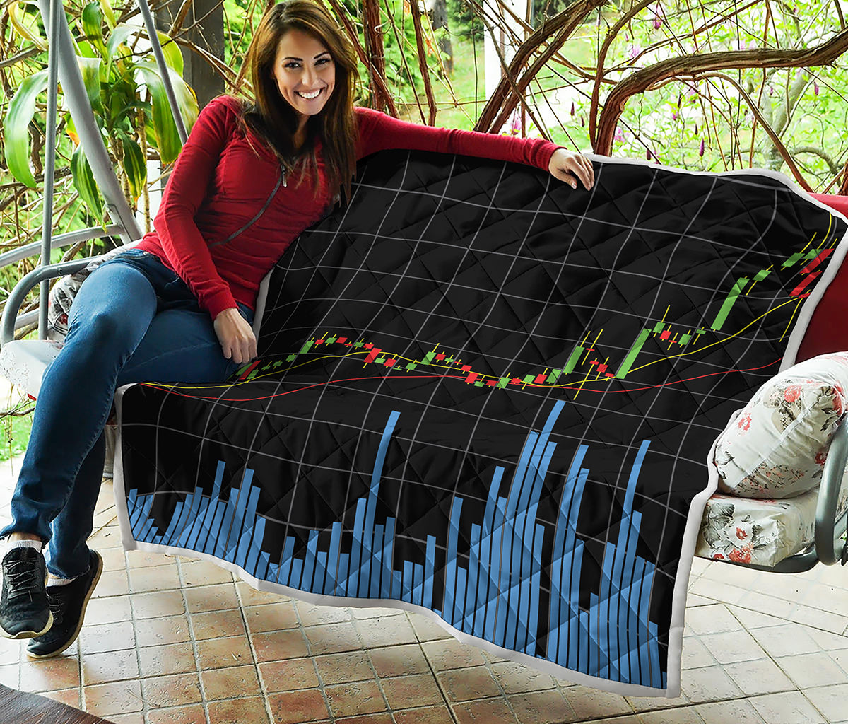 Candlestick Stock Graph Chart Print Quilt