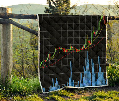 Candlestick Stock Graph Chart Print Quilt