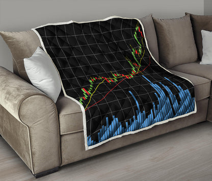 Candlestick Stock Graph Chart Print Quilt