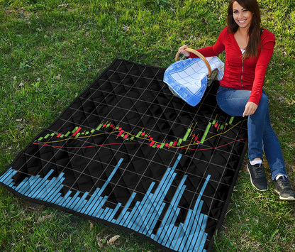 Candlestick Stock Graph Chart Print Quilt