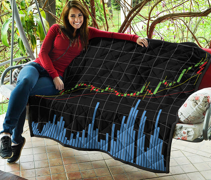 Candlestick Stock Graph Chart Print Quilt